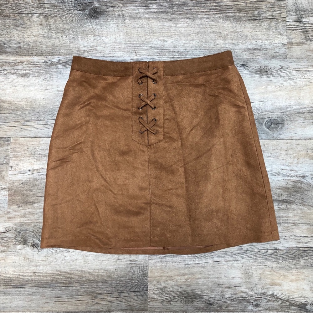 BCBG suede skirt with crosstie front #NWOT